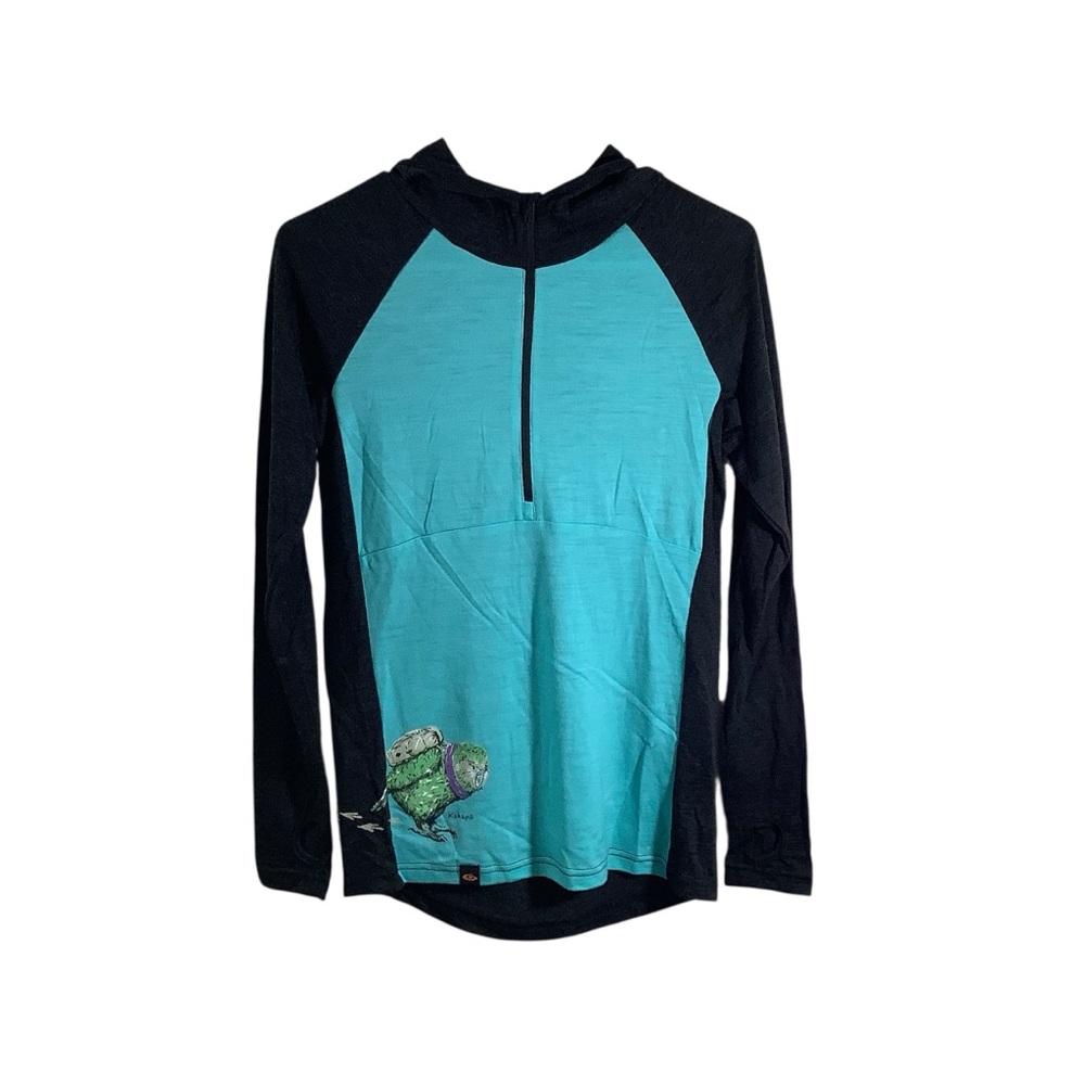 Global Culture Merino Wool Kakapo 1/4 Zip Pullover With Hood New Zealand